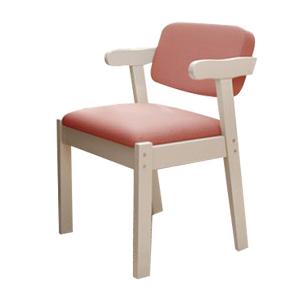 Scandinavian Beech Open Back Arm Chair Matte Finish Upholstered Dining Chair Pinkish Red 1 Piece Clearhalo ' kitchen&dining_furn' 'Dining Chairs' 'Dining Tables & Seating' 'dining_chair' 'furn' 'furn_dining_chair' 'Furniture' 'furniture_dining_chair' 'Kitchen & Dining Furniture' 'kitchen' 3944893
