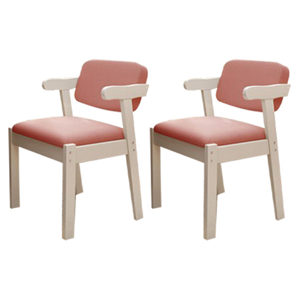 Scandinavian Beech Open Back Arm Chair Matte Finish Upholstered Dining Chair Pinkish Red 2 Piece Set Clearhalo ' kitchen&dining_furn' 'Dining Chairs' 'Dining Tables & Seating' 'dining_chair' 'furn' 'furn_dining_chair' 'Furniture' 'furniture_dining_chair' 'Kitchen & Dining Furniture' 'kitchen' 3944894