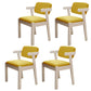 Scandinavian Beech Open Back Arm Chair Matte Finish Upholstered Dining Chair Lemon Yellow 4 Piece Set Clearhalo ' kitchen&dining_furn' 'Dining Chairs' 'Dining Tables & Seating' 'dining_chair' 'furn' 'furn_dining_chair' 'Furniture' 'furniture_dining_chair' 'Kitchen & Dining Furniture' 'kitchen' 3944895