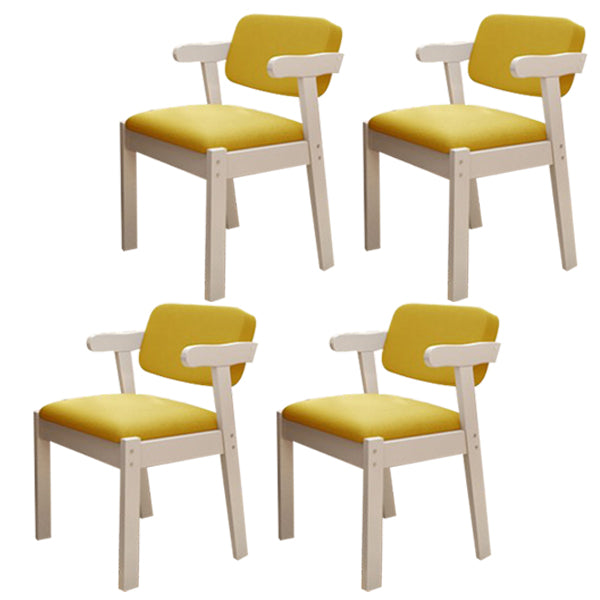 Scandinavian Beech Open Back Arm Chair Matte Finish Upholstered Dining Chair Lemon Yellow 4 Piece Set Clearhalo ' kitchen&dining_furn' 'Dining Chairs' 'Dining Tables & Seating' 'dining_chair' 'furn' 'furn_dining_chair' 'Furniture' 'furniture_dining_chair' 'Kitchen & Dining Furniture' 'kitchen' 3944895