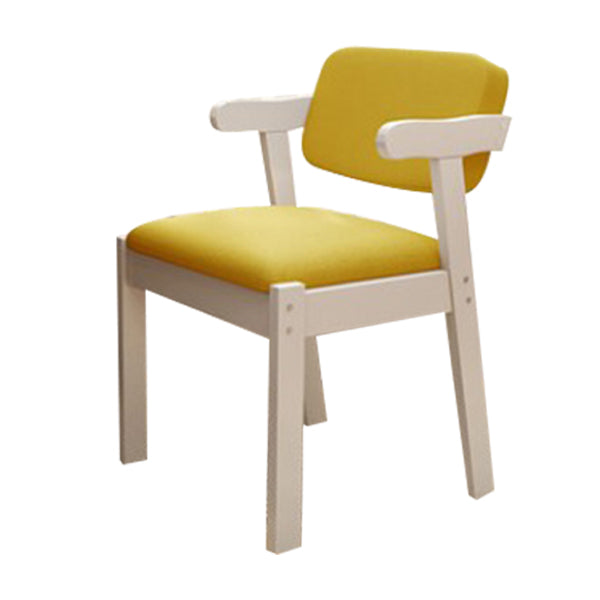 Scandinavian Beech Open Back Arm Chair Matte Finish Upholstered Dining Chair Lemon Yellow 1 Piece Clearhalo ' kitchen&dining_furn' 'Dining Chairs' 'Dining Tables & Seating' 'dining_chair' 'furn' 'furn_dining_chair' 'Furniture' 'furniture_dining_chair' 'Kitchen & Dining Furniture' 'kitchen' 3944896