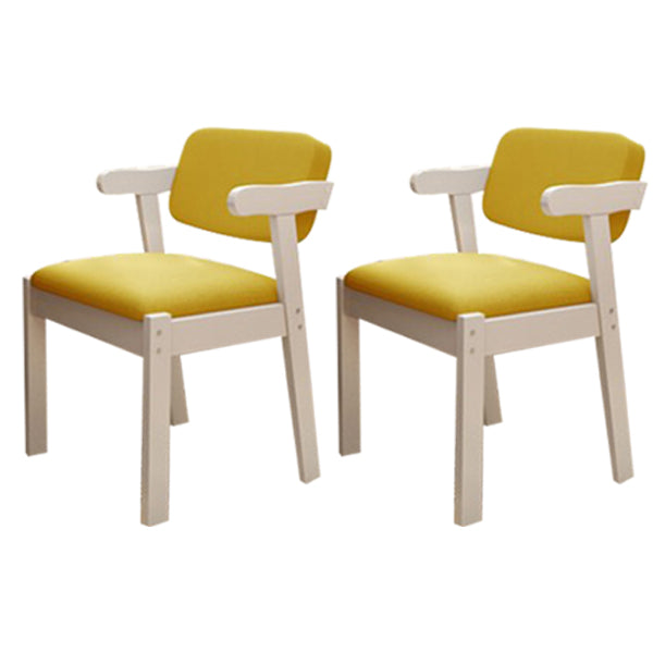 Scandinavian Beech Open Back Arm Chair Matte Finish Upholstered Dining Chair Lemon Yellow 2 Piece Set Clearhalo ' kitchen&dining_furn' 'Dining Chairs' 'Dining Tables & Seating' 'dining_chair' 'furn' 'furn_dining_chair' 'Furniture' 'furniture_dining_chair' 'Kitchen & Dining Furniture' 'kitchen' 3944897
