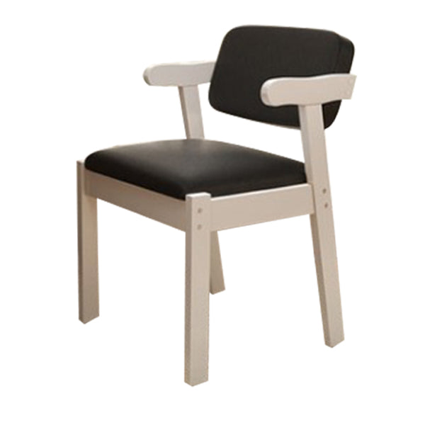 Scandinavian Beech Open Back Arm Chair Matte Finish Upholstered Dining Chair Black 1 Piece Clearhalo ' kitchen&dining_furn' 'Dining Chairs' 'Dining Tables & Seating' 'dining_chair' 'furn' 'furn_dining_chair' 'Furniture' 'furniture_dining_chair' 'Kitchen & Dining Furniture' 'kitchen' 3944899