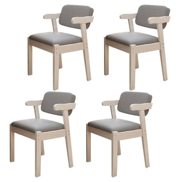 Scandinavian Beech Open Back Arm Chair Matte Finish Upholstered Dining Chair Grey 4 Piece Set Clearhalo ' kitchen&dining_furn' 'Dining Chairs' 'Dining Tables & Seating' 'dining_chair' 'furn' 'furn_dining_chair' 'Furniture' 'furniture_dining_chair' 'Kitchen & Dining Furniture' 'kitchen' 3944901