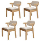 Scandinavian Beech Open Back Arm Chair Matte Finish Upholstered Dining Chair Cream Gray 4 Piece Set Clearhalo ' kitchen&dining_furn' 'Dining Chairs' 'Dining Tables & Seating' 'dining_chair' 'furn' 'furn_dining_chair' 'Furniture' 'furniture_dining_chair' 'Kitchen & Dining Furniture' 'kitchen' 3944904