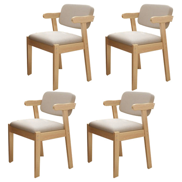 Scandinavian Beech Open Back Arm Chair Matte Finish Upholstered Dining Chair Cream Gray 4 Piece Set Clearhalo ' kitchen&dining_furn' 'Dining Chairs' 'Dining Tables & Seating' 'dining_chair' 'furn' 'furn_dining_chair' 'Furniture' 'furniture_dining_chair' 'Kitchen & Dining Furniture' 'kitchen' 3944904