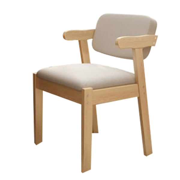 Scandinavian Beech Open Back Arm Chair Matte Finish Upholstered Dining Chair Cream Gray 1 Piece Clearhalo ' kitchen&dining_furn' 'Dining Chairs' 'Dining Tables & Seating' 'dining_chair' 'furn' 'furn_dining_chair' 'Furniture' 'furniture_dining_chair' 'Kitchen & Dining Furniture' 'kitchen' 3944905