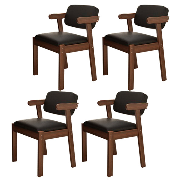 Scandinavian Beech Open Back Arm Chair Matte Finish Upholstered Dining Chair Gloss Black 4 Piece Set Clearhalo ' kitchen&dining_furn' 'Dining Chairs' 'Dining Tables & Seating' 'dining_chair' 'furn' 'furn_dining_chair' 'Furniture' 'furniture_dining_chair' 'Kitchen & Dining Furniture' 'kitchen' 3944907