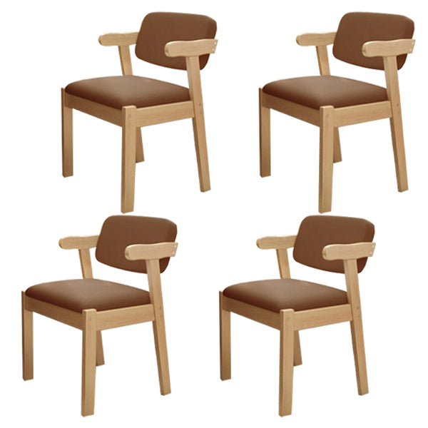 Scandinavian Beech Open Back Arm Chair Matte Finish Upholstered Dining Chair Brown 4 Piece Set Clearhalo ' kitchen&dining_furn' 'Dining Chairs' 'Dining Tables & Seating' 'dining_chair' 'furn' 'furn_dining_chair' 'Furniture' 'furniture_dining_chair' 'Kitchen & Dining Furniture' 'kitchen' 3944913