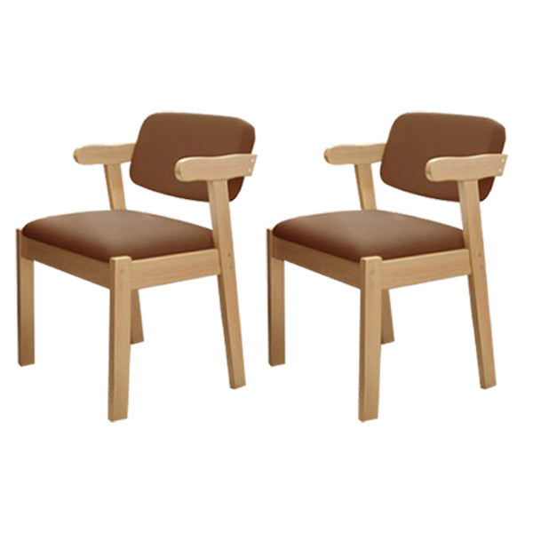 Scandinavian Beech Open Back Arm Chair Matte Finish Upholstered Dining Chair Brown 2 Piece Set Clearhalo ' kitchen&dining_furn' 'Dining Chairs' 'Dining Tables & Seating' 'dining_chair' 'furn' 'furn_dining_chair' 'Furniture' 'furniture_dining_chair' 'Kitchen & Dining Furniture' 'kitchen' 3944915