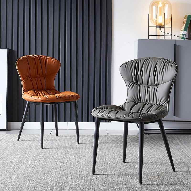 Scandinavian Style Leather Dining Chairs Upholstered Solid Back Armless Chairs (Set of 2) Clearhalo ' kitchen&dining_furn' 'Dining Chairs' 'Dining Tables & Seating' 'dining_chair' 'furn' 'furn_dining_chair' 'Furniture' 'furniture_dining_chair' 'Kitchen & Dining Furniture' 'kitchen' 3944985