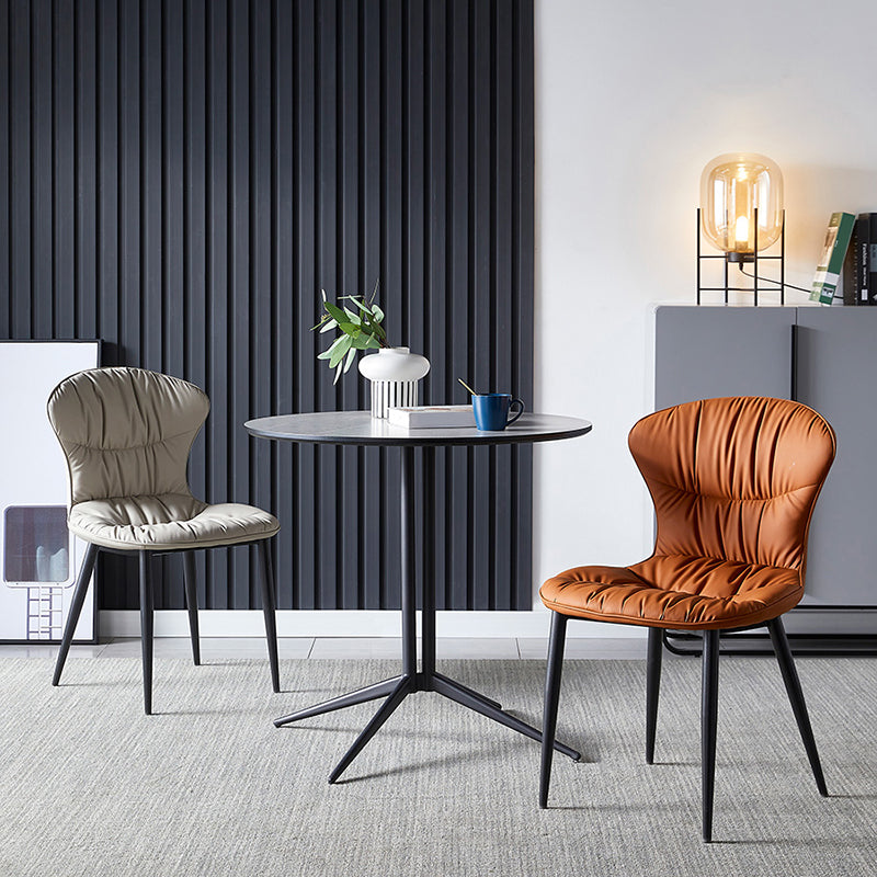 Scandinavian Style Leather Dining Chairs Upholstered Solid Back Armless Chairs (Set of 2) Clearhalo ' kitchen&dining_furn' 'Dining Chairs' 'Dining Tables & Seating' 'dining_chair' 'furn' 'furn_dining_chair' 'Furniture' 'furniture_dining_chair' 'Kitchen & Dining Furniture' 'kitchen' 3944990