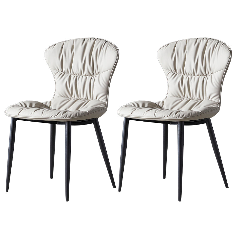 Scandinavian Style Leather Dining Chairs Upholstered Solid Back Armless Chairs (Set of 2) Light Gray Clearhalo ' kitchen&dining_furn' 'Dining Chairs' 'Dining Tables & Seating' 'dining_chair' 'furn' 'furn_dining_chair' 'Furniture' 'furniture_dining_chair' 'Kitchen & Dining Furniture' 'kitchen' 3944991