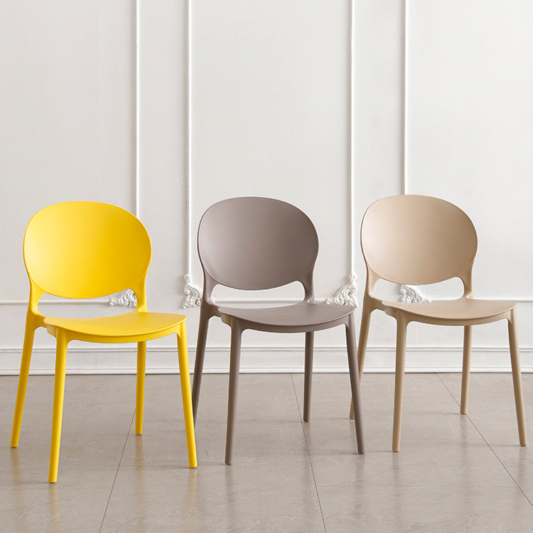 Plastic Stackable Armless Dining Chairs Open Back Side Chair (Set of 4) Clearhalo ' kitchen&dining_furn' 'Dining Chairs' 'Dining Tables & Seating' 'dining_chair' 'furn' 'furn_dining_chair' 'Furniture' 'furniture_dining_chair' 'Kitchen & Dining Furniture' 'kitchen' 3945011