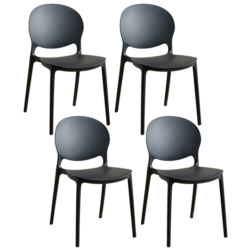 Plastic Stackable Armless Dining Chairs Open Back Side Chair (Set of 4) Black Clearhalo ' kitchen&dining_furn' 'Dining Chairs' 'Dining Tables & Seating' 'dining_chair' 'furn' 'furn_dining_chair' 'Furniture' 'furniture_dining_chair' 'Kitchen & Dining Furniture' 'kitchen' 3945012