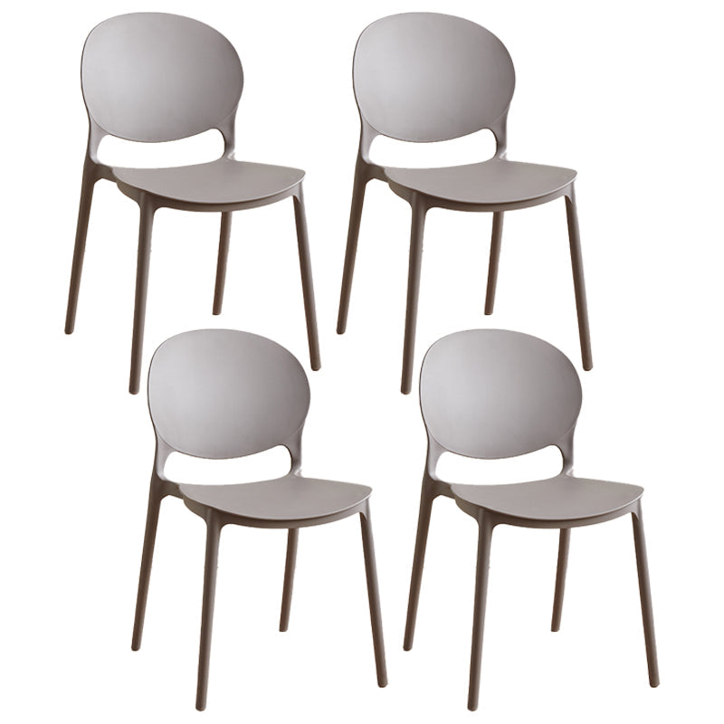 Plastic Stackable Armless Dining Chairs Open Back Side Chair (Set of 4) Grey Clearhalo ' kitchen&dining_furn' 'Dining Chairs' 'Dining Tables & Seating' 'dining_chair' 'furn' 'furn_dining_chair' 'Furniture' 'furniture_dining_chair' 'Kitchen & Dining Furniture' 'kitchen' 3945013