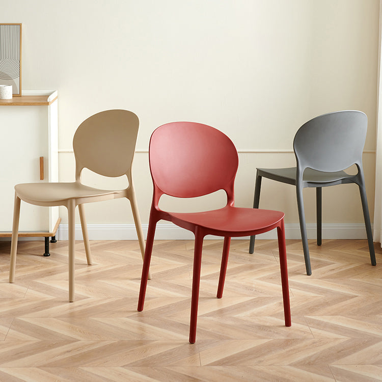 Plastic Stackable Armless Dining Chairs Open Back Side Chair (Set of 4) Clearhalo ' kitchen&dining_furn' 'Dining Chairs' 'Dining Tables & Seating' 'dining_chair' 'furn' 'furn_dining_chair' 'Furniture' 'furniture_dining_chair' 'Kitchen & Dining Furniture' 'kitchen' 3945016
