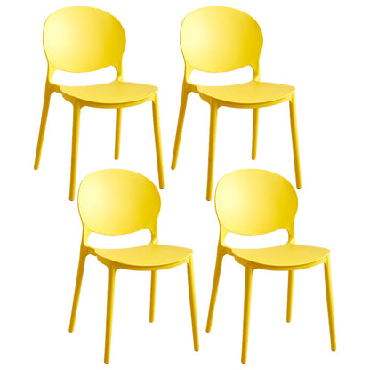 Plastic Stackable Armless Dining Chairs Open Back Side Chair (Set of 4) Yellow Clearhalo ' kitchen&dining_furn' 'Dining Chairs' 'Dining Tables & Seating' 'dining_chair' 'furn' 'furn_dining_chair' 'Furniture' 'furniture_dining_chair' 'Kitchen & Dining Furniture' 'kitchen' 3945019