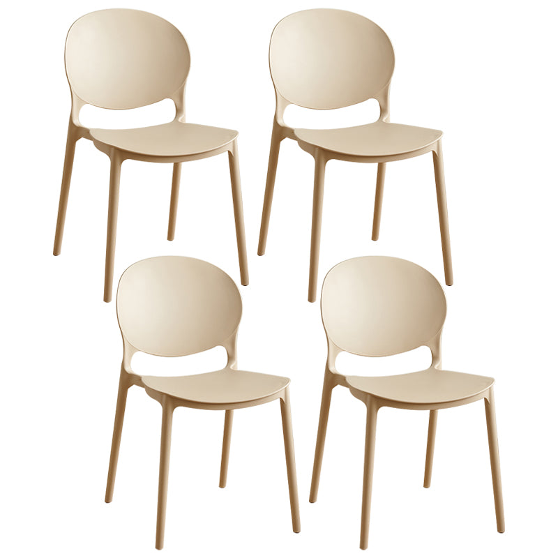 Plastic Stackable Armless Dining Chairs Open Back Side Chair (Set of 4) Camel Clearhalo ' kitchen&dining_furn' 'Dining Chairs' 'Dining Tables & Seating' 'dining_chair' 'furn' 'furn_dining_chair' 'Furniture' 'furniture_dining_chair' 'Kitchen & Dining Furniture' 'kitchen' 3945021