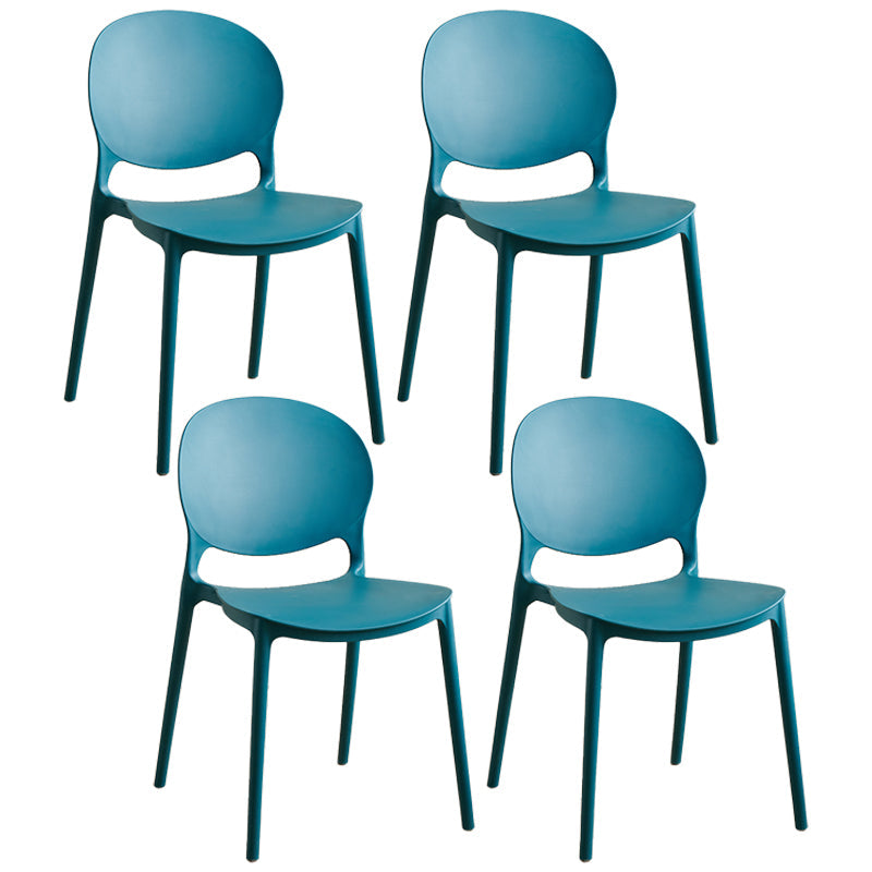 Plastic Stackable Armless Dining Chairs Open Back Side Chair (Set of 4) Peacock Blue Clearhalo ' kitchen&dining_furn' 'Dining Chairs' 'Dining Tables & Seating' 'dining_chair' 'furn' 'furn_dining_chair' 'Furniture' 'furniture_dining_chair' 'Kitchen & Dining Furniture' 'kitchen' 3945025