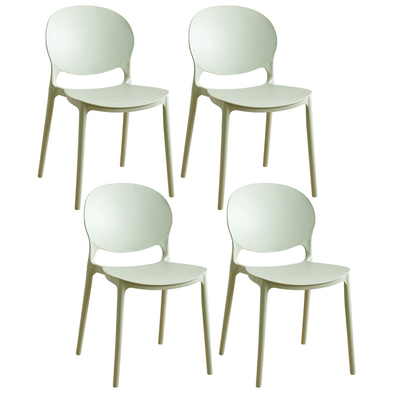 Plastic Stackable Armless Dining Chairs Open Back Side Chair (Set of 4) Pea Green Clearhalo ' kitchen&dining_furn' 'Dining Chairs' 'Dining Tables & Seating' 'dining_chair' 'furn' 'furn_dining_chair' 'Furniture' 'furniture_dining_chair' 'Kitchen & Dining Furniture' 'kitchen' 3945027