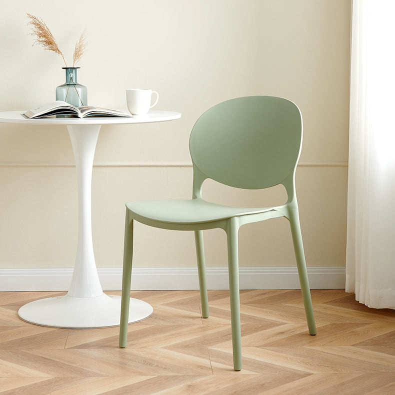 Plastic Stackable Armless Dining Chairs Open Back Side Chair (Set of 4) Clearhalo ' kitchen&dining_furn' 'Dining Chairs' 'Dining Tables & Seating' 'dining_chair' 'furn' 'furn_dining_chair' 'Furniture' 'furniture_dining_chair' 'Kitchen & Dining Furniture' 'kitchen' 3945030