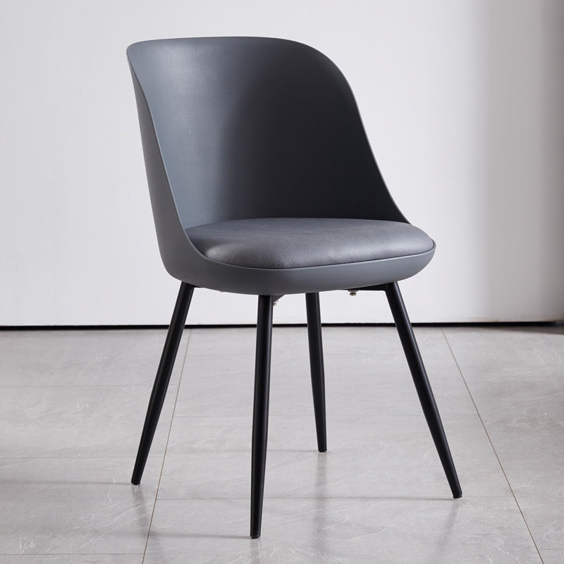 Leather Contemporary Restaurant Side Chair Solid Back Matte Finish Dining Chair Grey 1 Piece Clearhalo ' kitchen&dining_furn' 'Dining Chairs' 'Dining Tables & Seating' 'dining_chair' 'furn' 'furn_dining_chair' 'Furniture' 'furniture_dining_chair' 'Kitchen & Dining Furniture' 'kitchen' 3945033