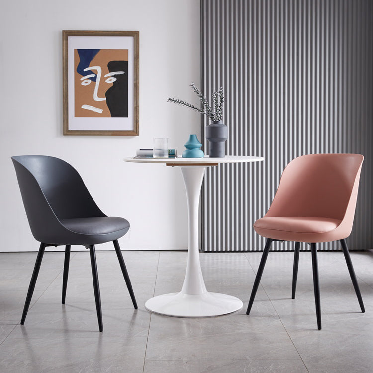 Leather Contemporary Restaurant Side Chair Solid Back Matte Finish Dining Chair Clearhalo ' kitchen&dining_furn' 'Dining Chairs' 'Dining Tables & Seating' 'dining_chair' 'furn' 'furn_dining_chair' 'Furniture' 'furniture_dining_chair' 'Kitchen & Dining Furniture' 'kitchen' 3945034
