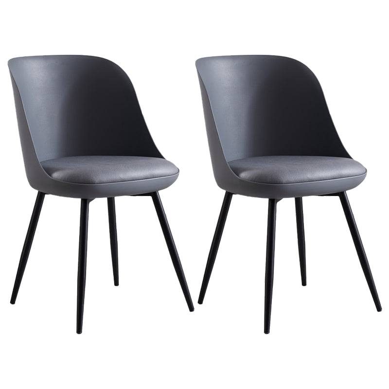 Leather Contemporary Restaurant Side Chair Solid Back Matte Finish Dining Chair Grey 2 Piece Set Clearhalo ' kitchen&dining_furn' 'Dining Chairs' 'Dining Tables & Seating' 'dining_chair' 'furn' 'furn_dining_chair' 'Furniture' 'furniture_dining_chair' 'Kitchen & Dining Furniture' 'kitchen' 3945035