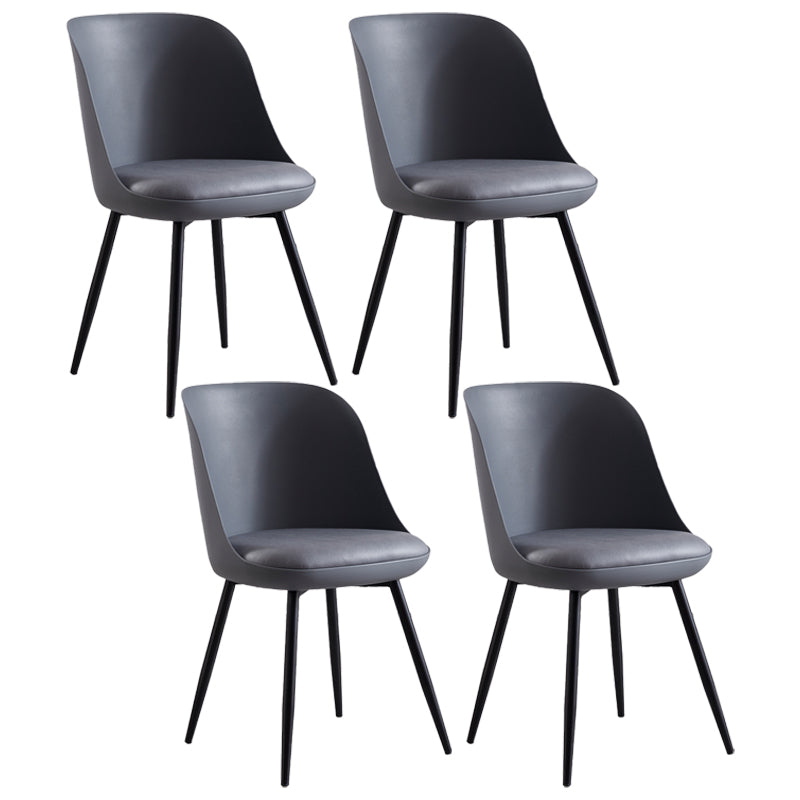 Leather Contemporary Restaurant Side Chair Solid Back Matte Finish Dining Chair Grey 4 Piece Set Clearhalo ' kitchen&dining_furn' 'Dining Chairs' 'Dining Tables & Seating' 'dining_chair' 'furn' 'furn_dining_chair' 'Furniture' 'furniture_dining_chair' 'Kitchen & Dining Furniture' 'kitchen' 3945036
