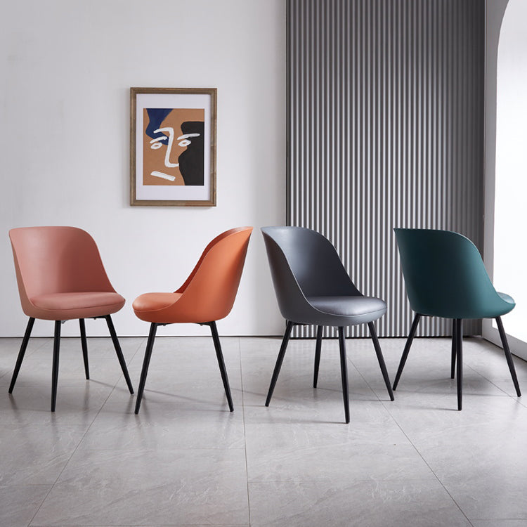 Leather Contemporary Restaurant Side Chair Solid Back Matte Finish Dining Chair Clearhalo ' kitchen&dining_furn' 'Dining Chairs' 'Dining Tables & Seating' 'dining_chair' 'furn' 'furn_dining_chair' 'Furniture' 'furniture_dining_chair' 'Kitchen & Dining Furniture' 'kitchen' 3945037