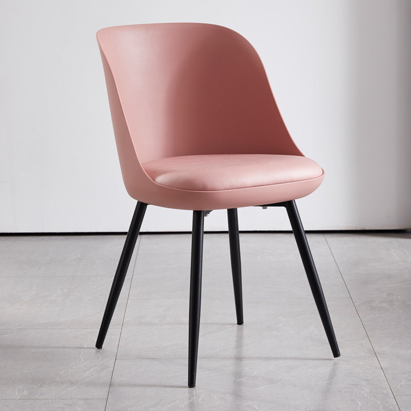 Leather Contemporary Restaurant Side Chair Solid Back Matte Finish Dining Chair Pink 1 Piece Clearhalo ' kitchen&dining_furn' 'Dining Chairs' 'Dining Tables & Seating' 'dining_chair' 'furn' 'furn_dining_chair' 'Furniture' 'furniture_dining_chair' 'Kitchen & Dining Furniture' 'kitchen' 3945038