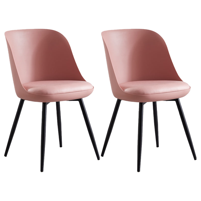 Leather Contemporary Restaurant Side Chair Solid Back Matte Finish Dining Chair Pink 2 Piece Set Clearhalo ' kitchen&dining_furn' 'Dining Chairs' 'Dining Tables & Seating' 'dining_chair' 'furn' 'furn_dining_chair' 'Furniture' 'furniture_dining_chair' 'Kitchen & Dining Furniture' 'kitchen' 3945040