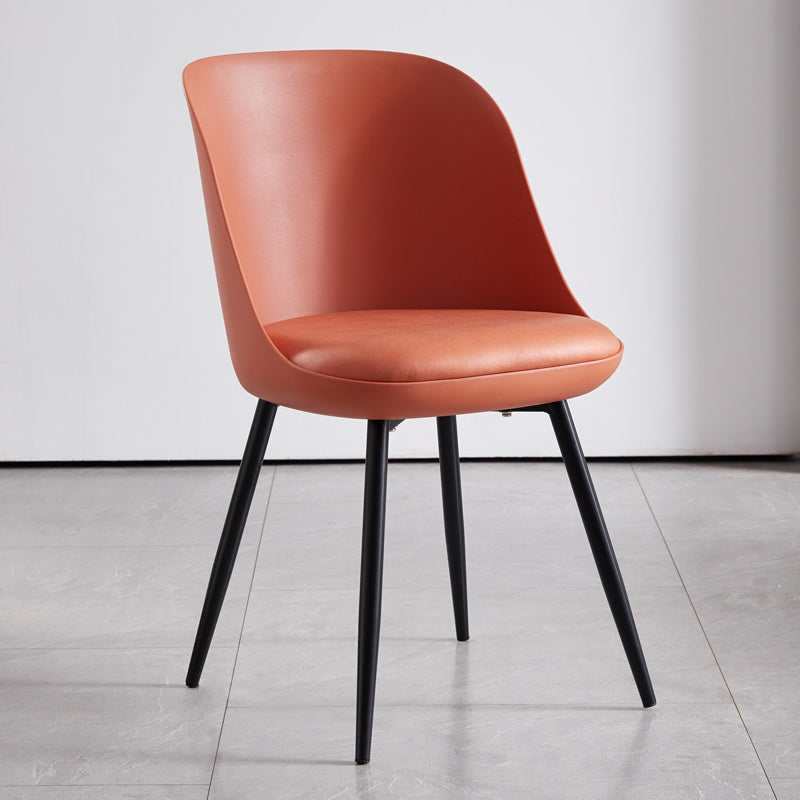 Leather Contemporary Restaurant Side Chair Solid Back Matte Finish Dining Chair Orange Red 1 Piece Clearhalo ' kitchen&dining_furn' 'Dining Chairs' 'Dining Tables & Seating' 'dining_chair' 'furn' 'furn_dining_chair' 'Furniture' 'furniture_dining_chair' 'Kitchen & Dining Furniture' 'kitchen' 3945045