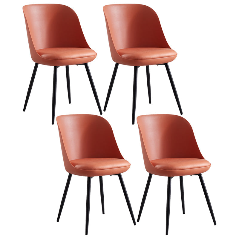 Leather Contemporary Restaurant Side Chair Solid Back Matte Finish Dining Chair Orange Red 4 Piece Set Clearhalo ' kitchen&dining_furn' 'Dining Chairs' 'Dining Tables & Seating' 'dining_chair' 'furn' 'furn_dining_chair' 'Furniture' 'furniture_dining_chair' 'Kitchen & Dining Furniture' 'kitchen' 3945048