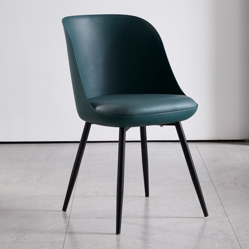 Leather Contemporary Restaurant Side Chair Solid Back Matte Finish Dining Chair Blackish Green 1 Piece Clearhalo ' kitchen&dining_furn' 'Dining Chairs' 'Dining Tables & Seating' 'dining_chair' 'furn' 'furn_dining_chair' 'Furniture' 'furniture_dining_chair' 'Kitchen & Dining Furniture' 'kitchen' 3945050
