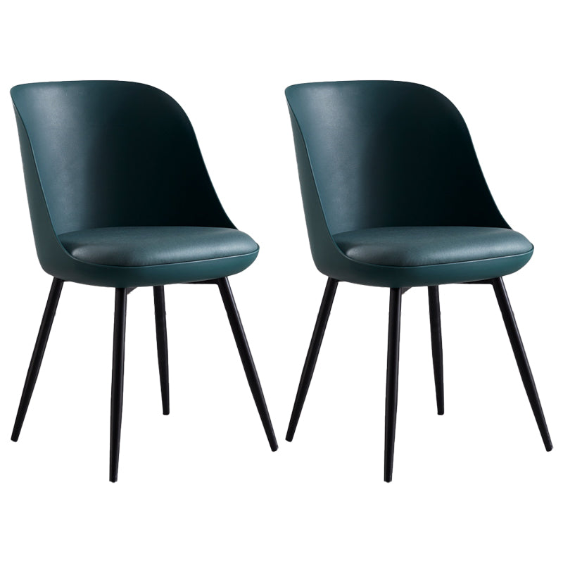 Leather Contemporary Restaurant Side Chair Solid Back Matte Finish Dining Chair Blackish Green 2 Piece Set Clearhalo ' kitchen&dining_furn' 'Dining Chairs' 'Dining Tables & Seating' 'dining_chair' 'furn' 'furn_dining_chair' 'Furniture' 'furniture_dining_chair' 'Kitchen & Dining Furniture' 'kitchen' 3945051