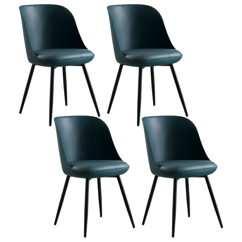 Leather Contemporary Restaurant Side Chair Solid Back Matte Finish Dining Chair Blackish Green 4 Piece Set Clearhalo ' kitchen&dining_furn' 'Dining Chairs' 'Dining Tables & Seating' 'dining_chair' 'furn' 'furn_dining_chair' 'Furniture' 'furniture_dining_chair' 'Kitchen & Dining Furniture' 'kitchen' 3945052