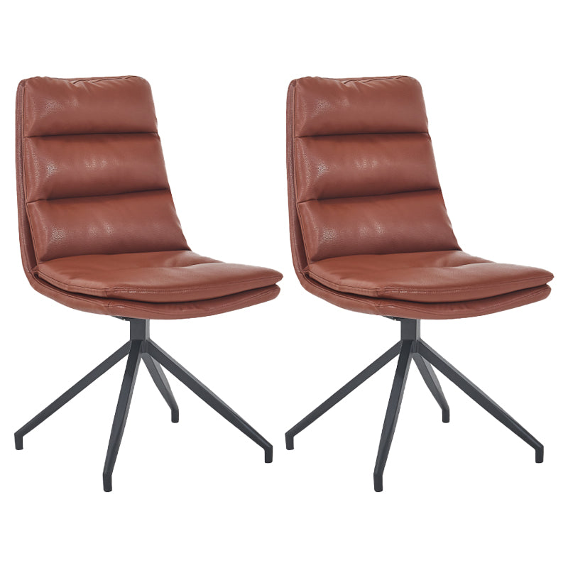 Scandinavian Upholstered Dining Chairs Solid Back Armless Side Chairs for Home Use Brown 2 Piece Set Clearhalo ' kitchen&dining_furn' 'Dining Chairs' 'Dining Tables & Seating' 'dining_chair' 'furn' 'furn_dining_chair' 'Furniture' 'furniture_dining_chair' 'Kitchen & Dining Furniture' 'kitchen' 3945067