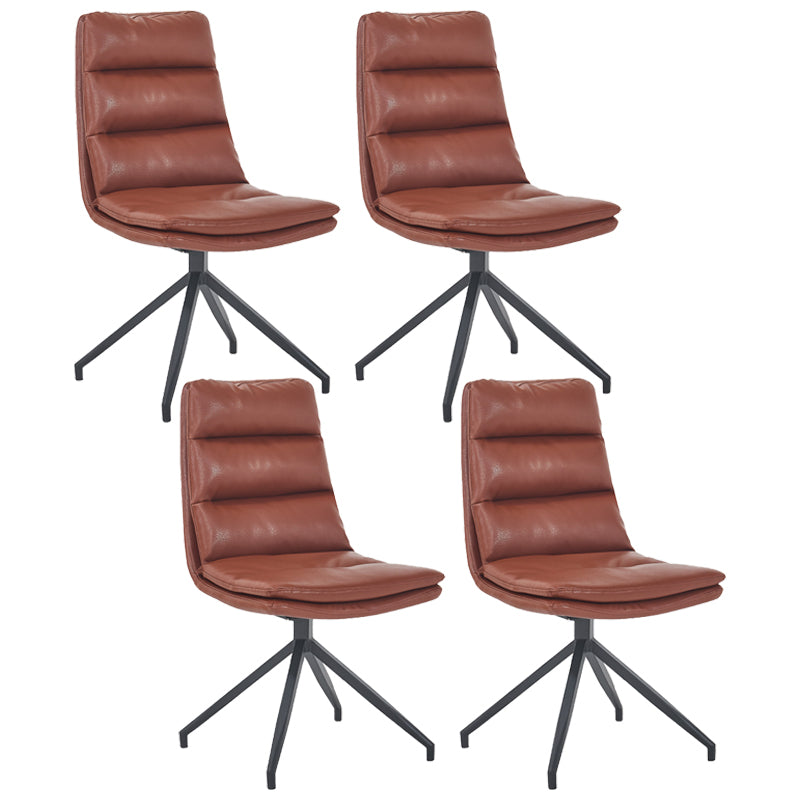 Scandinavian Upholstered Dining Chairs Solid Back Armless Side Chairs for Home Use Brown 4 Piece Set Clearhalo ' kitchen&dining_furn' 'Dining Chairs' 'Dining Tables & Seating' 'dining_chair' 'furn' 'furn_dining_chair' 'Furniture' 'furniture_dining_chair' 'Kitchen & Dining Furniture' 'kitchen' 3945068