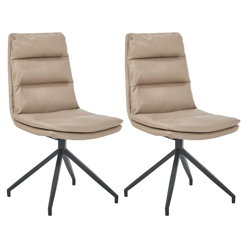 Scandinavian Upholstered Dining Chairs Solid Back Armless Side Chairs for Home Use Khaki 2 Piece Set Clearhalo ' kitchen&dining_furn' 'Dining Chairs' 'Dining Tables & Seating' 'dining_chair' 'furn' 'furn_dining_chair' 'Furniture' 'furniture_dining_chair' 'Kitchen & Dining Furniture' 'kitchen' 3945078
