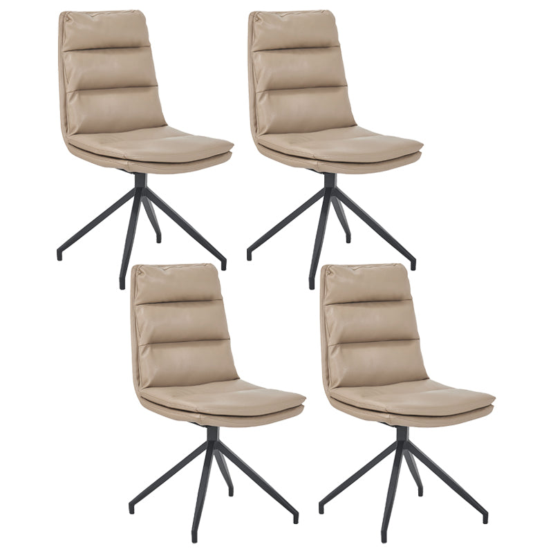 Scandinavian Upholstered Dining Chairs Solid Back Armless Side Chairs for Home Use Khaki 4 Piece Set Clearhalo ' kitchen&dining_furn' 'Dining Chairs' 'Dining Tables & Seating' 'dining_chair' 'furn' 'furn_dining_chair' 'Furniture' 'furniture_dining_chair' 'Kitchen & Dining Furniture' 'kitchen' 3945079