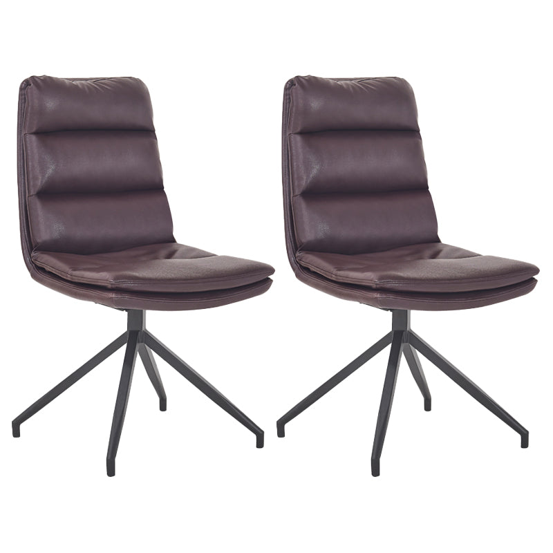 Scandinavian Upholstered Dining Chairs Solid Back Armless Side Chairs for Home Use Burgundy 2 Piece Set Clearhalo ' kitchen&dining_furn' 'Dining Chairs' 'Dining Tables & Seating' 'dining_chair' 'furn' 'furn_dining_chair' 'Furniture' 'furniture_dining_chair' 'Kitchen & Dining Furniture' 'kitchen' 3945081