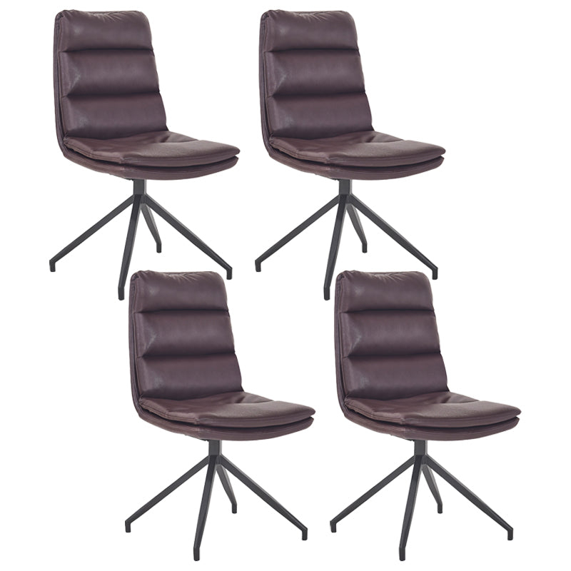 Scandinavian Upholstered Dining Chairs Solid Back Armless Side Chairs for Home Use Burgundy 4 Piece Set Clearhalo ' kitchen&dining_furn' 'Dining Chairs' 'Dining Tables & Seating' 'dining_chair' 'furn' 'furn_dining_chair' 'Furniture' 'furniture_dining_chair' 'Kitchen & Dining Furniture' 'kitchen' 3945082