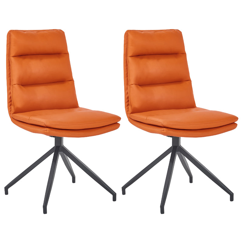Scandinavian Upholstered Dining Chairs Solid Back Armless Side Chairs for Home Use Orange 2 Piece Set Clearhalo ' kitchen&dining_furn' 'Dining Chairs' 'Dining Tables & Seating' 'dining_chair' 'furn' 'furn_dining_chair' 'Furniture' 'furniture_dining_chair' 'Kitchen & Dining Furniture' 'kitchen' 3945084