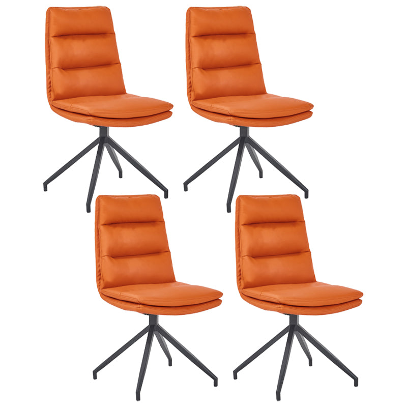 Scandinavian Upholstered Dining Chairs Solid Back Armless Side Chairs for Home Use Orange 4 Piece Set Clearhalo ' kitchen&dining_furn' 'Dining Chairs' 'Dining Tables & Seating' 'dining_chair' 'furn' 'furn_dining_chair' 'Furniture' 'furniture_dining_chair' 'Kitchen & Dining Furniture' 'kitchen' 3945085
