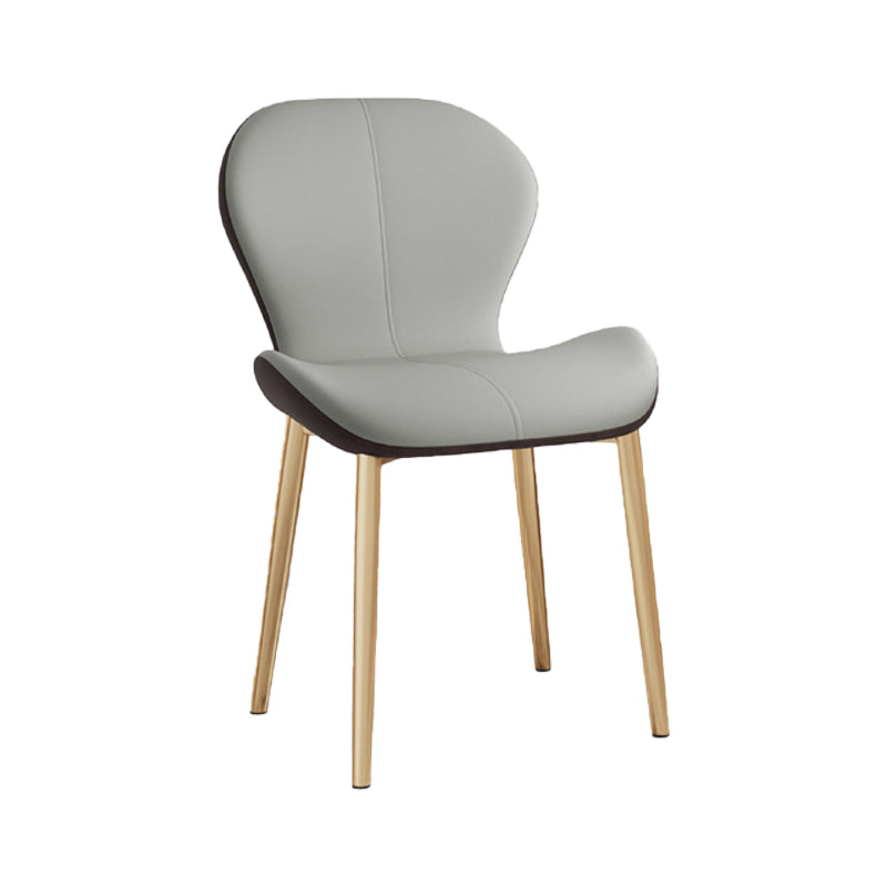 Scandinavian Study Room Side Chair Matte Finish PU Leather Parsons Dining Chair Grey 1 Piece Brass Gold Clearhalo ' kitchen&dining_furn' 'Dining Chairs' 'Dining Tables & Seating' 'dining_chair' 'furn' 'furn_dining_chair' 'Furniture' 'furniture_dining_chair' 'Kitchen & Dining Furniture' 'kitchen' 3945093
