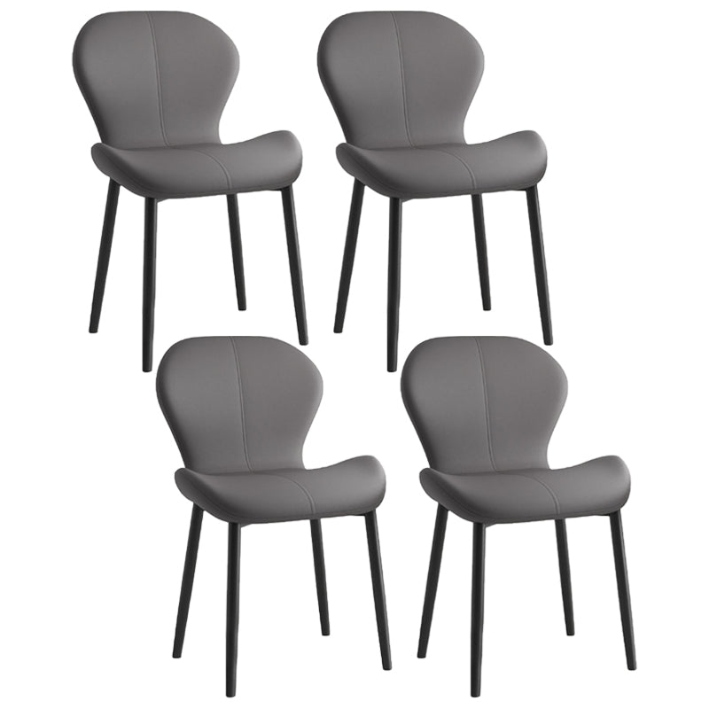 Scandinavian Study Room Side Chair Matte Finish PU Leather Parsons Dining Chair Dark Gray 4 Piece Set Black Clearhalo ' kitchen&dining_furn' 'Dining Chairs' 'Dining Tables & Seating' 'dining_chair' 'furn' 'furn_dining_chair' 'Furniture' 'furniture_dining_chair' 'Kitchen & Dining Furniture' 'kitchen' 3945109