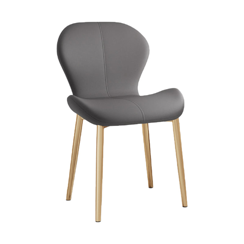 Scandinavian Study Room Side Chair Matte Finish PU Leather Parsons Dining Chair Dark Gray 1 Piece Brass Gold Clearhalo ' kitchen&dining_furn' 'Dining Chairs' 'Dining Tables & Seating' 'dining_chair' 'furn' 'furn_dining_chair' 'Furniture' 'furniture_dining_chair' 'Kitchen & Dining Furniture' 'kitchen' 3945110