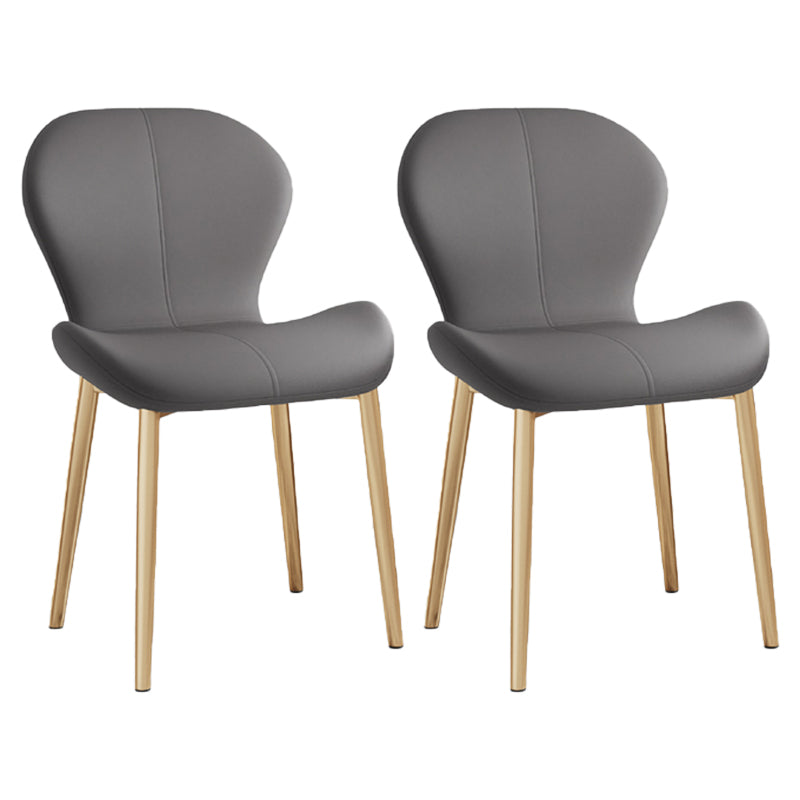 Scandinavian Study Room Side Chair Matte Finish PU Leather Parsons Dining Chair Dark Gray 2 Piece Set Brass Gold Clearhalo ' kitchen&dining_furn' 'Dining Chairs' 'Dining Tables & Seating' 'dining_chair' 'furn' 'furn_dining_chair' 'Furniture' 'furniture_dining_chair' 'Kitchen & Dining Furniture' 'kitchen' 3945111